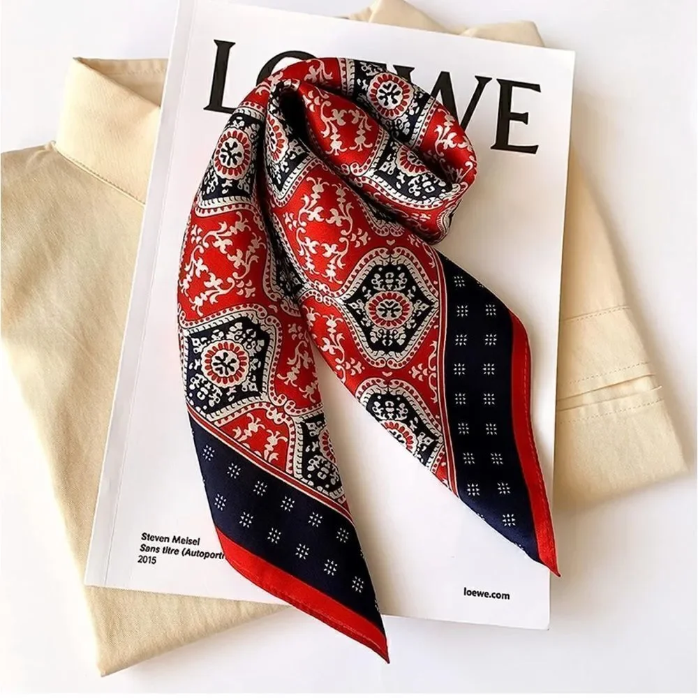 Black and red Silk Scarf